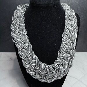 🚨3 for $15🚨 Braided Seed Bead Necklace in Silver/Gray